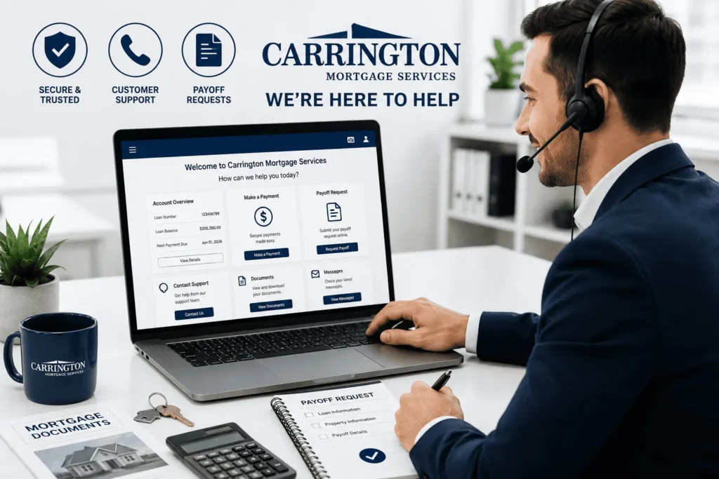 Carrington Mortgage customer support expert helping homeowners with payoff requests, loan assistance and secure guidance
