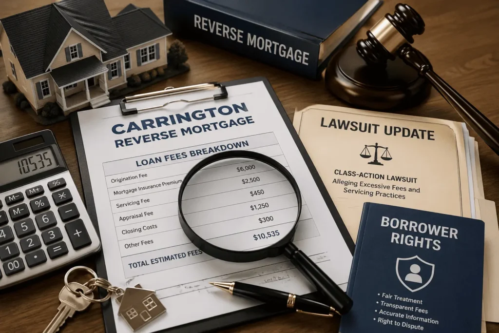 Carrington Reverse Mortgage fees, lawsuit updates, and borrower rights explained with legal and financial documents.