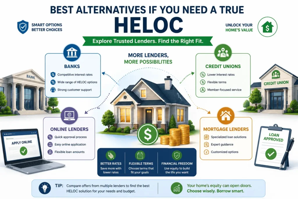 Carrington Home Equity & HELOC alternatives featuring banks, credit unions, and online lenders for flexible funding.