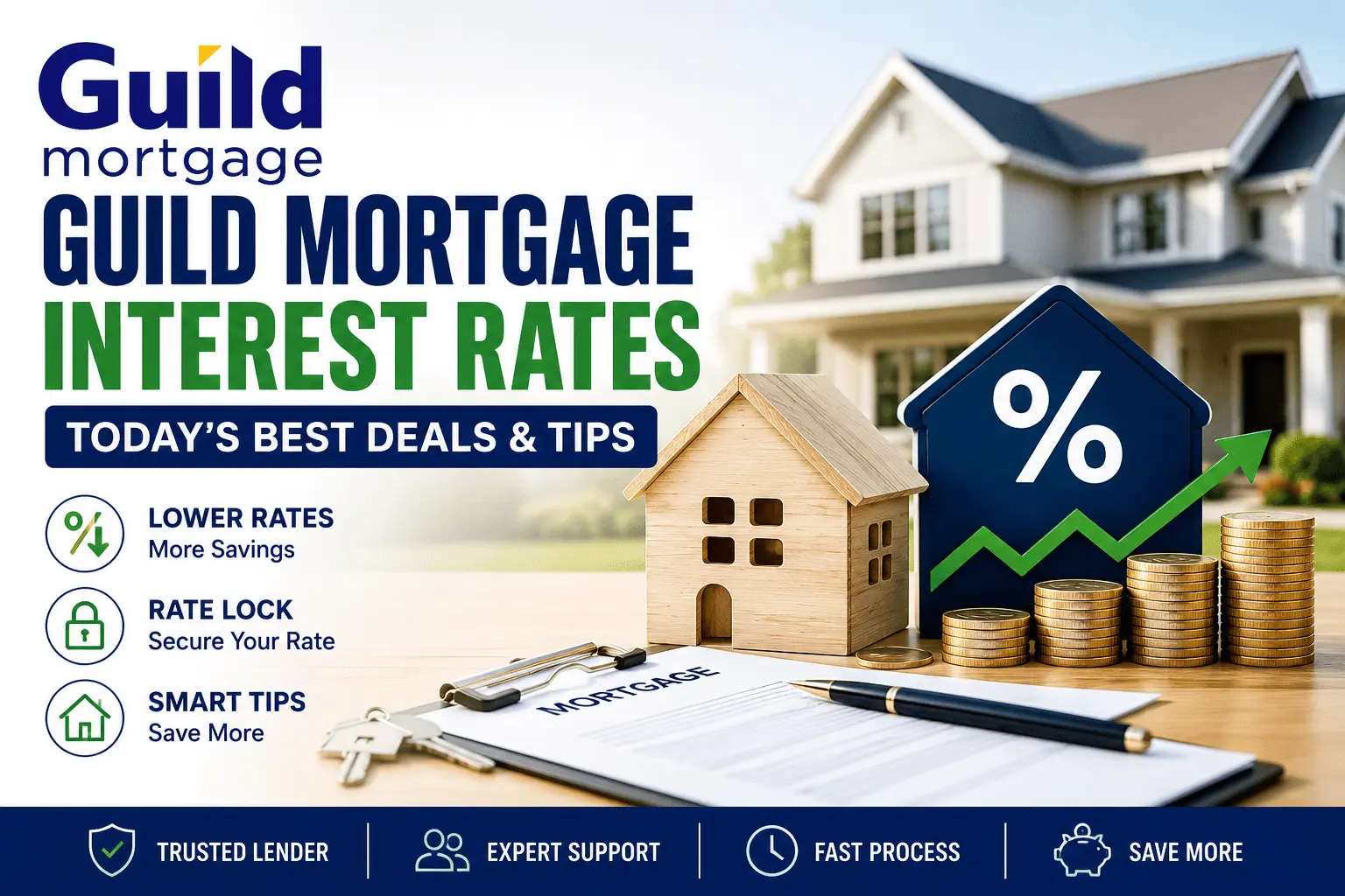 Guild Mortgage interest rates with rate lock benefits, mortgage savings strategies, and competitive home loan options for buyers.