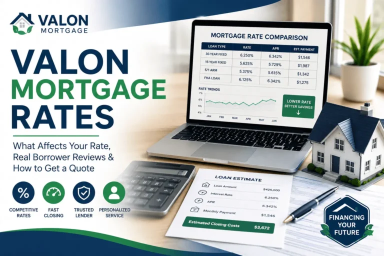 Valon mortgage rates review with mortgage comparison charts, loan estimate documents, and home loan financing insights