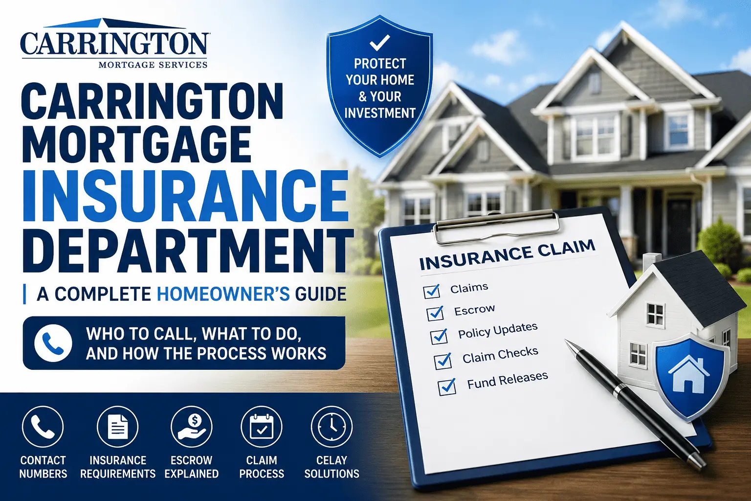 Carrington Mortgage Insurance Department guide for claims, escrow, policy updates, and faster fund releases
