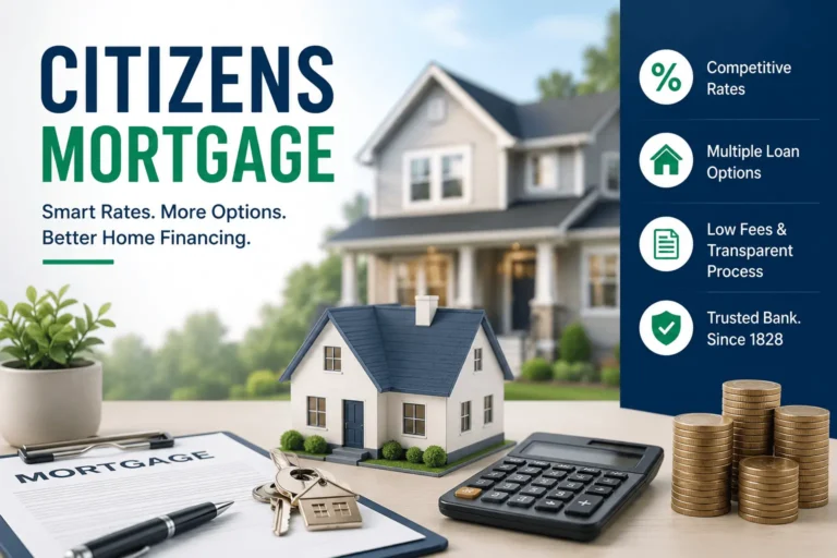 Citizens Mortgage guide showing home loan rates, HELOC options, fees, and financing tools for homebuyers.