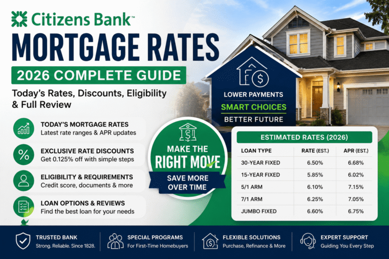 Citizens Bank Mortgage Rates with today's mortgage rates, loan options, discounts, eligibility, and refinance guide